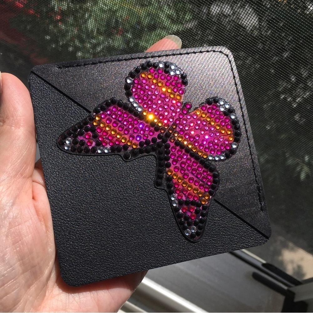 Diamond Art Butterfly Corner Bookmark, Sparkly, Bling (PINK STRIPE)